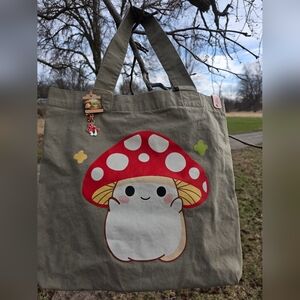 Mooshie Totes + Keychain Mushroom Tote Bag 14x15 NWT